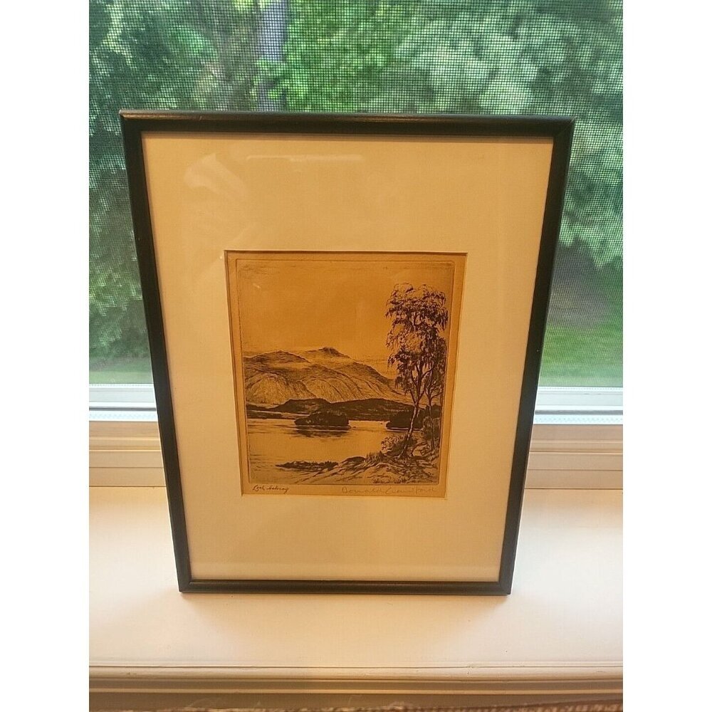 Donald Crawford Etching Loch "Gohray" "Hohray" Signed Rare‎ Etching Framed Mount